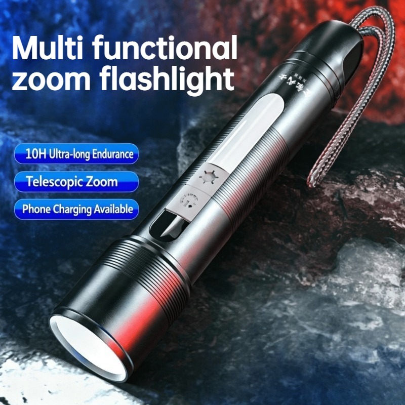 Outdoor Camping Lighting - 多機能 LED 懐中電灯ズーム可能な COB サイドライト充電式パワーバンクポータブル防水トーチアウトドアキャンプハイキング