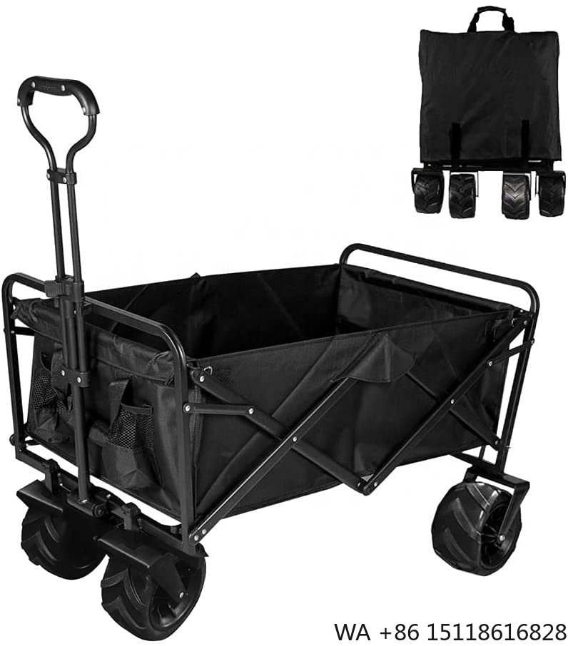 Camp Table Folding - 新型大容量大型ホイールブレーキ付きポータブルローリングヘビーデューティー折りたたみ式カートユーティリティ折りたたみキャンプワゴン