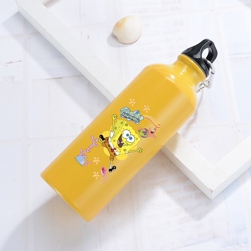 Outdoor Y Camping - スポンジボブ アルミ製ウォーターボトル アウトドアバイクスポーツ用 イエロー ドリンクボトル 漏れ防止