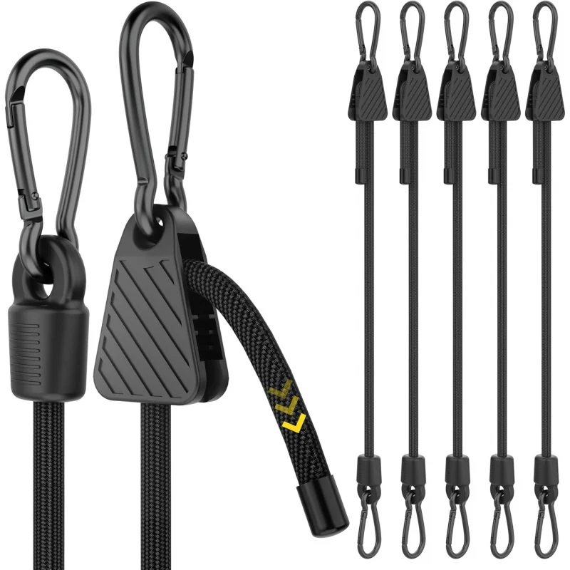 Outdoor Camping Extension Cord - 1-6個入り 調節可能なバンジーコード フック付き 7-48インチ ヘビーデューティー 弾性タイダウンストラップ
