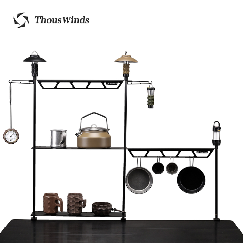 Outdoor Camping Table With Storage - ThousWinds キャンプテーブル拡張スタンドブラケット多層アルミ合金収納ラック棚屋外ピクニックキャンプテーブル用