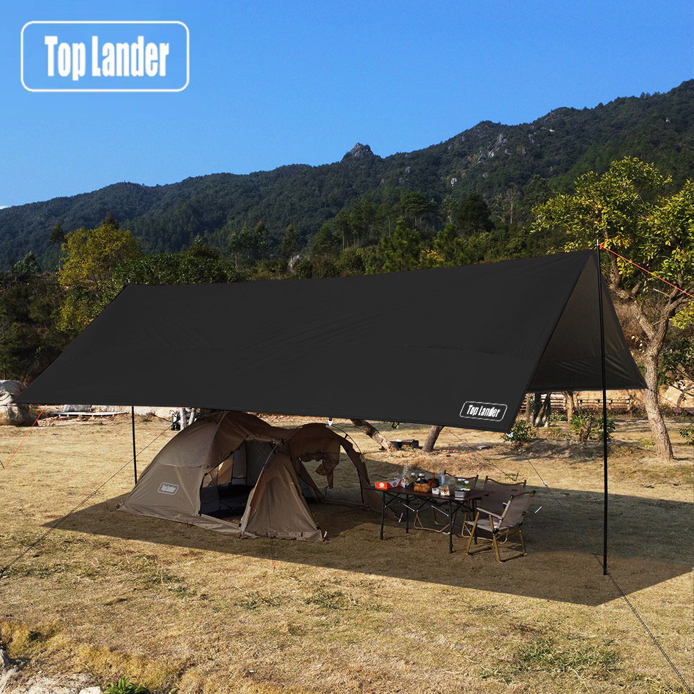 Waterproof Tarp Shelter - オックスフォード大型タープ防水 4 × 6 メートルサンシェルター屋外キャンプ日よけテントビッグタープシェードキャノピーファミリービーチハイキング用