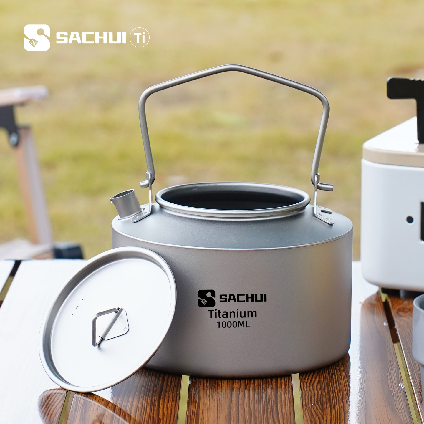 Outdoor Camping Uk - 1000 ミリリットル純チタンケトル屋外超軽量茶コーヒーポットキャンプ調理器具ハイキング旅行用ポータブルウォーターケトル