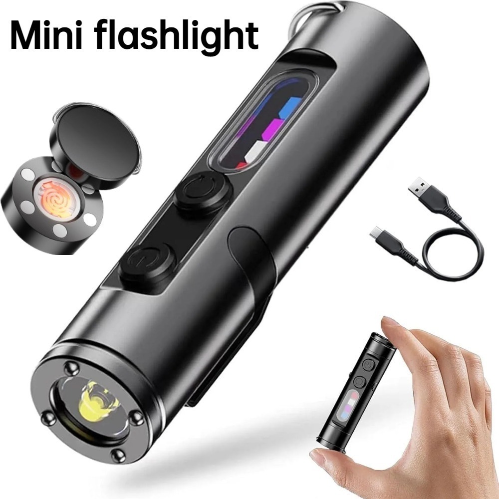 Outdoor Camping Lampe - ミニ屋外懐中電灯タイプ C 充電式 LED 磁気トーチ ハットクリップ付き