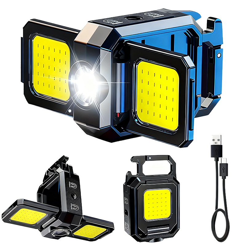 Outdoor Camping Lampe - ミニ懐中電灯キーホルダーライト COB ワークライト USB 充電式ランプ 90