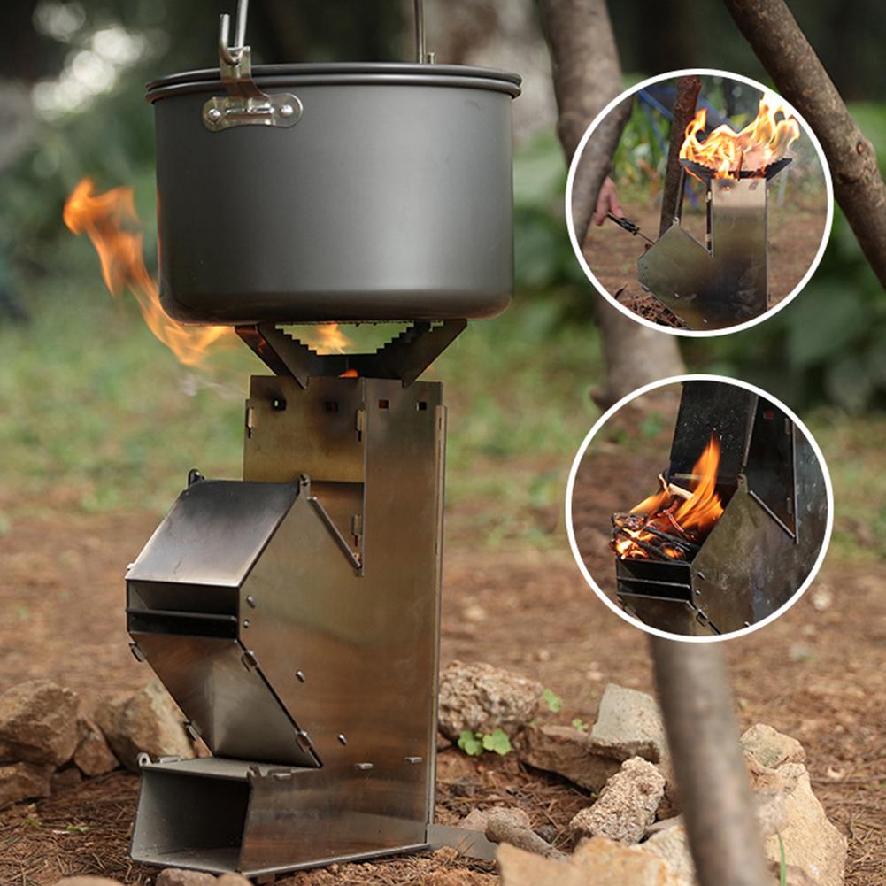 Outdoor Camping Stove Wood - 屋外の厚いステンレス鋼の薪ストーブ,キャンプ,ハイキング,キャンプ用品用の取り外し可能なポータブルストーブ