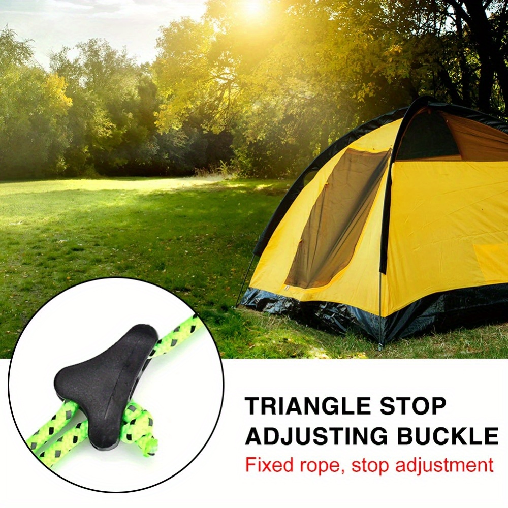 Outdoor Camping Extension Cord - キャンプテントロープバックル、コード引き締めツール、ファスナーアジャスター、滑り止め、ポータブル、アウトドアエレメント、10個