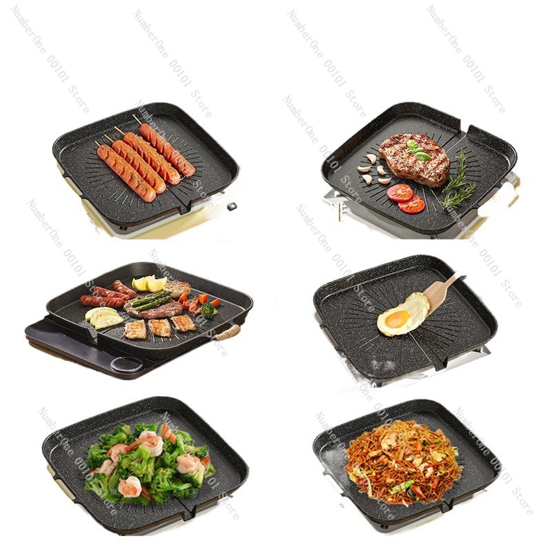 Outdoor Camping Griddle - 屋外用麦飯石BBQグリルパン 韓国風バーベキュープレート ノンスティックローストスキレット 家庭用キャンプグリドル 鉄板焼き