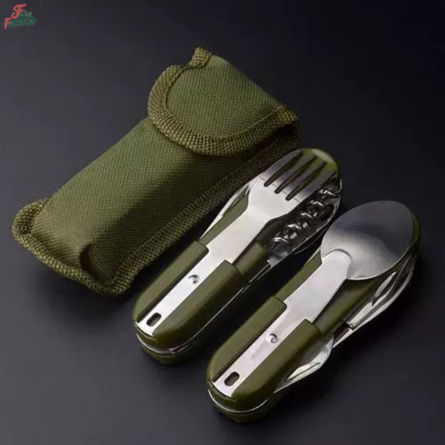 Outdoor Camping Uk - キャンプ用品 5-in-1 ステンレス製トラベルセット、多機能折りたたみ式アウトドア食器