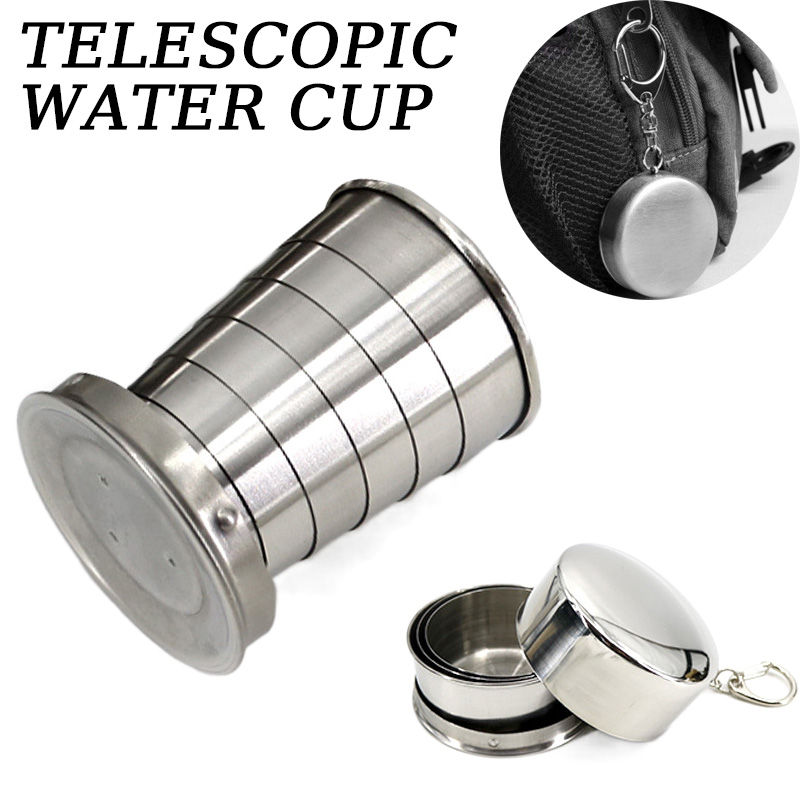 Outdoor Camping Utensils - ポータブルステンレス鋼折りたたみカップ伸縮マグカップ茶キャンプ用品食器折りたたみカップ屋外キャンプ 75 ミリリットル/150 ミリリットル/250 ミリリットル
