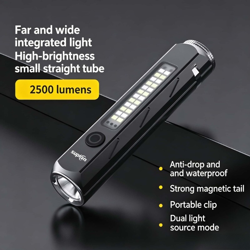 Outdoor Camping And Fishing - LED 強力な光懐中電灯タイプ C 充電小型ポータブル作業灯磁気トーチキャンプランタン屋外釣りハイキング用