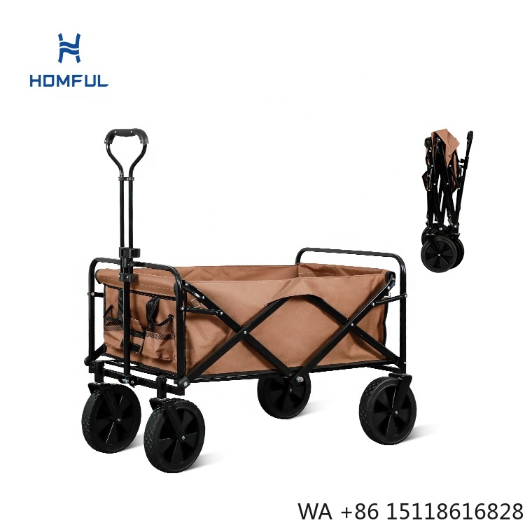 Outdoor Camping And Fishing - HOMFUL釣り用ボラーワゴン折りたたみ式キャンプトロリーワゴンベビーカービーチカート砂浜用大型ホイール付き
