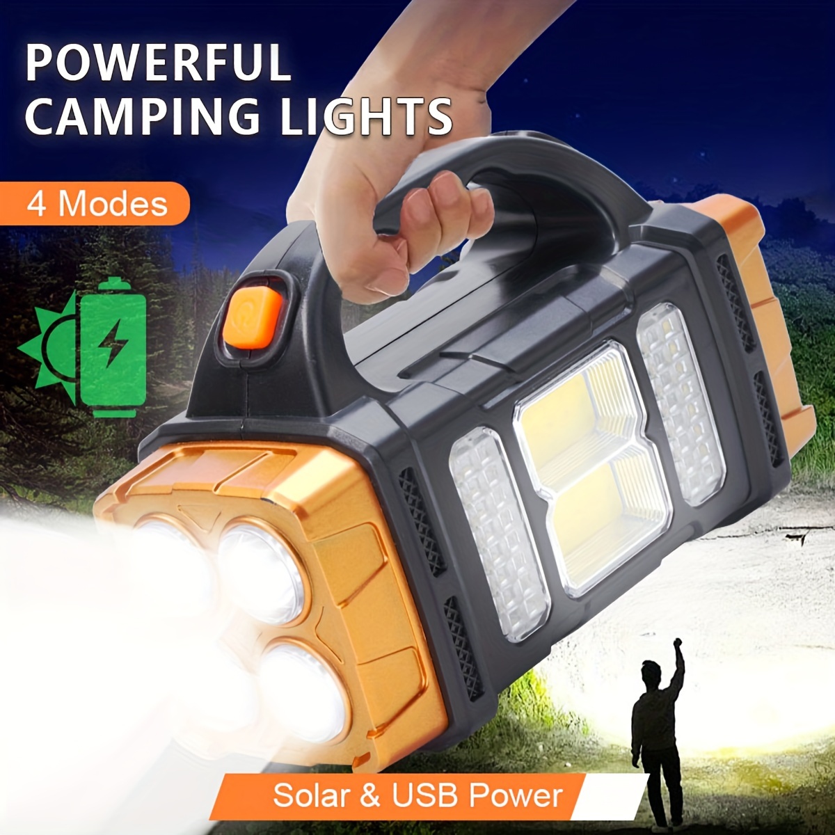 Outdoor Camping And Fishing - 新しいアップグレード充電式ハイパワーソーラー LED 懐中電灯電源銀行付き防水多機能ハンドランプ屋外用
