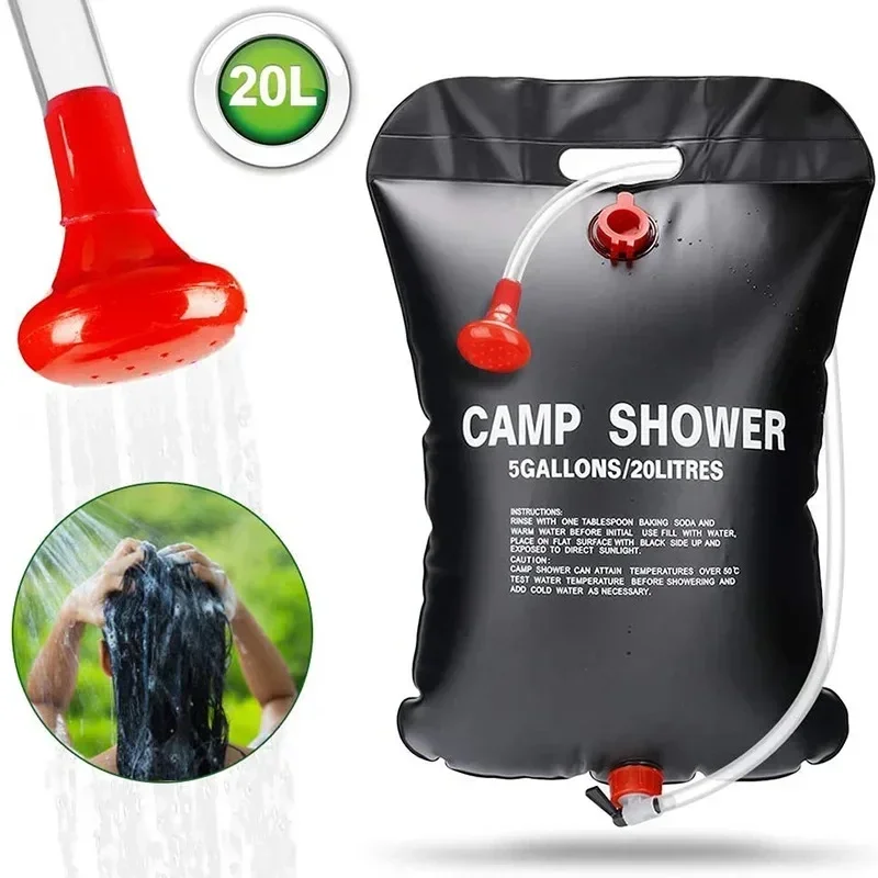 Outdoor Camping Utensils - 大容量20L アウトドアシャワーバッグ ソーラー加熱 キャンプ ビーチ旅行用 ポータブルバスソリューション