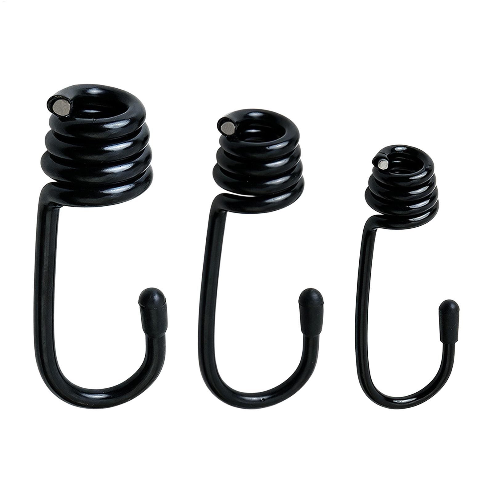 Outdoor Camping Extension Cord - 頑丈な金属製弾性ロープフック 多用途屋外キャンプ用キャノピータープテント固定コード 大容量ブラックカーゴネットフック