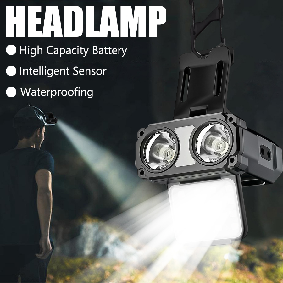 Headlamp - センサー COB LED ヘッドランプ キャップ クリップ