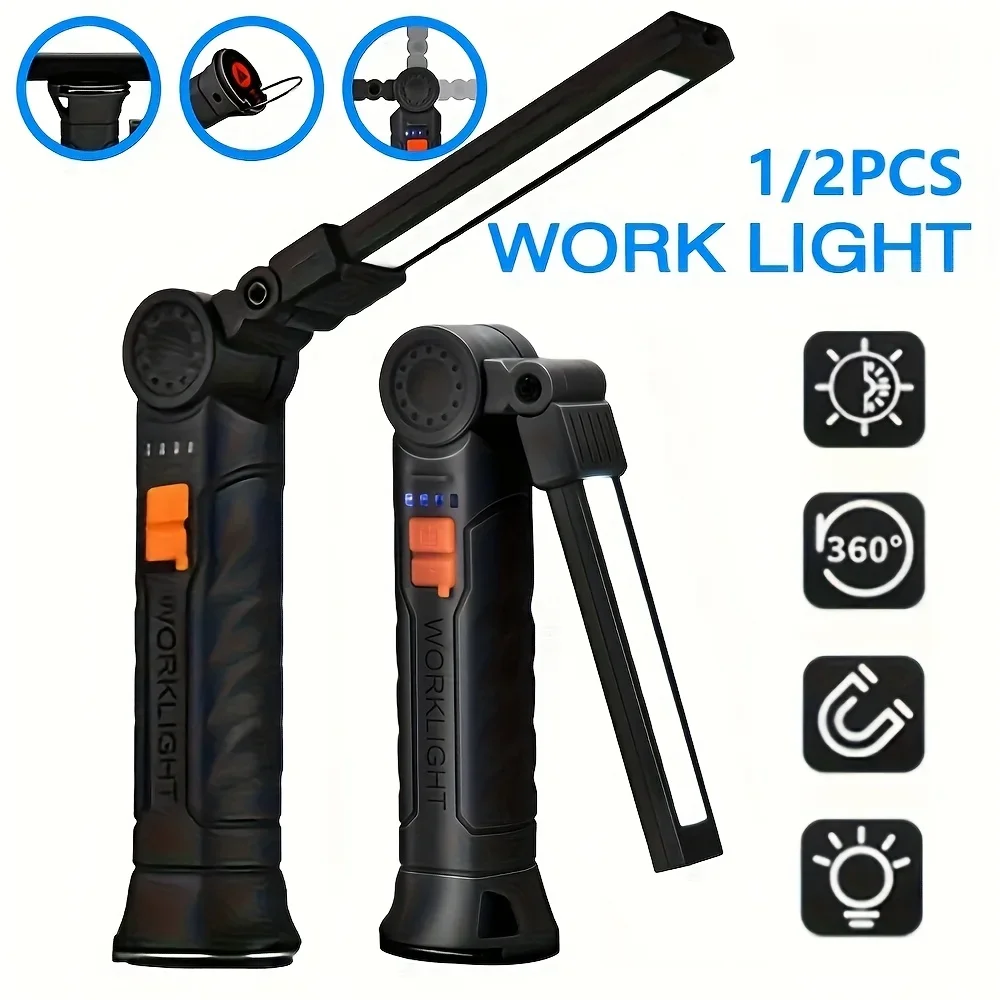 Outdoor Camping Lampe - ポータブル COB LED 懐中電灯 充電式ワークライト 磁気ランテルナ付き