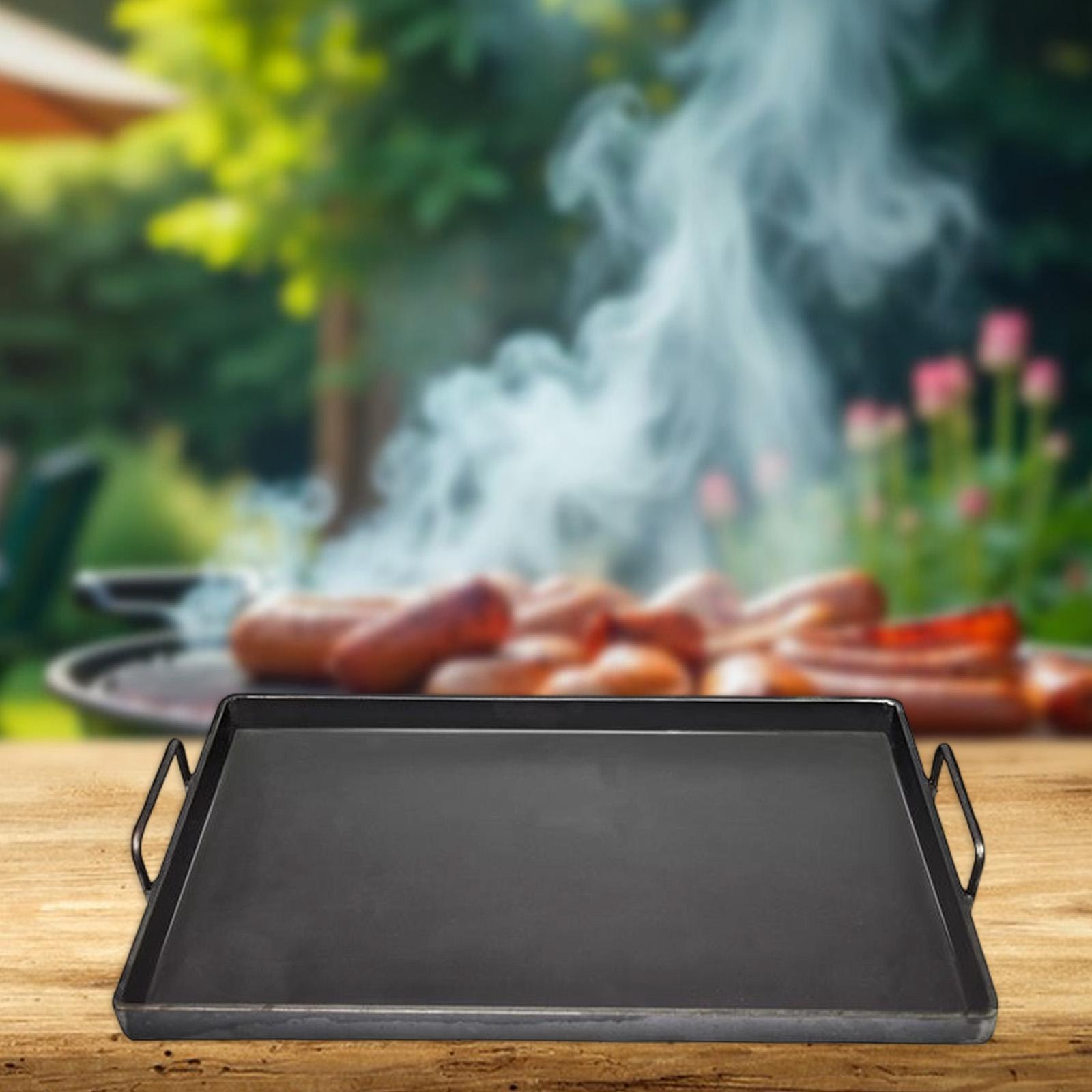 Outdoor Camping Griddle - 鋳鉄製グリドル調理器具グリルパン、コンロ用グリドルフライパン、屋外ロースト、キャンプパーティー、ガスグリル用