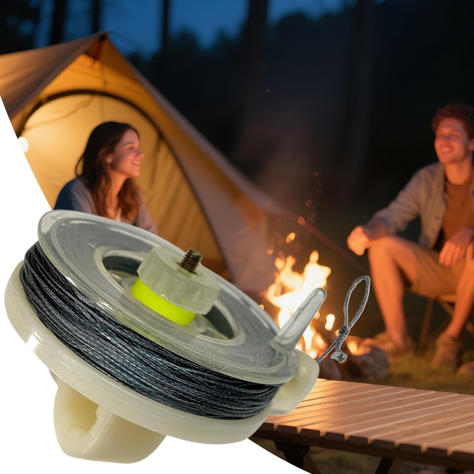 Outdoor Camping Extension Cord - 屋外周囲警報トリップワイヤー、再利用可能なリール付き、キャンプテント周囲警報トリップワイヤー、トリップコードトリガーロープ（キャンプ用）