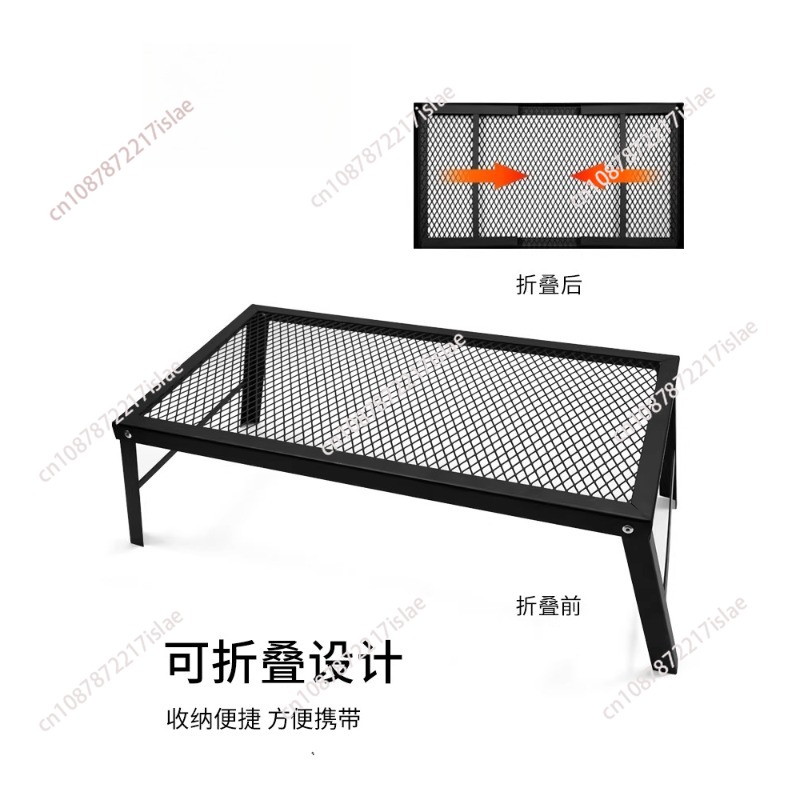 Outdoor Camping Activities - ポータブル超軽量金属製折りたたみテーブル、ロードトリップ、キャンプ、焚き火、バーベキューなどのアウトドア活動に最適、折りたたみ式鉄製テーブル