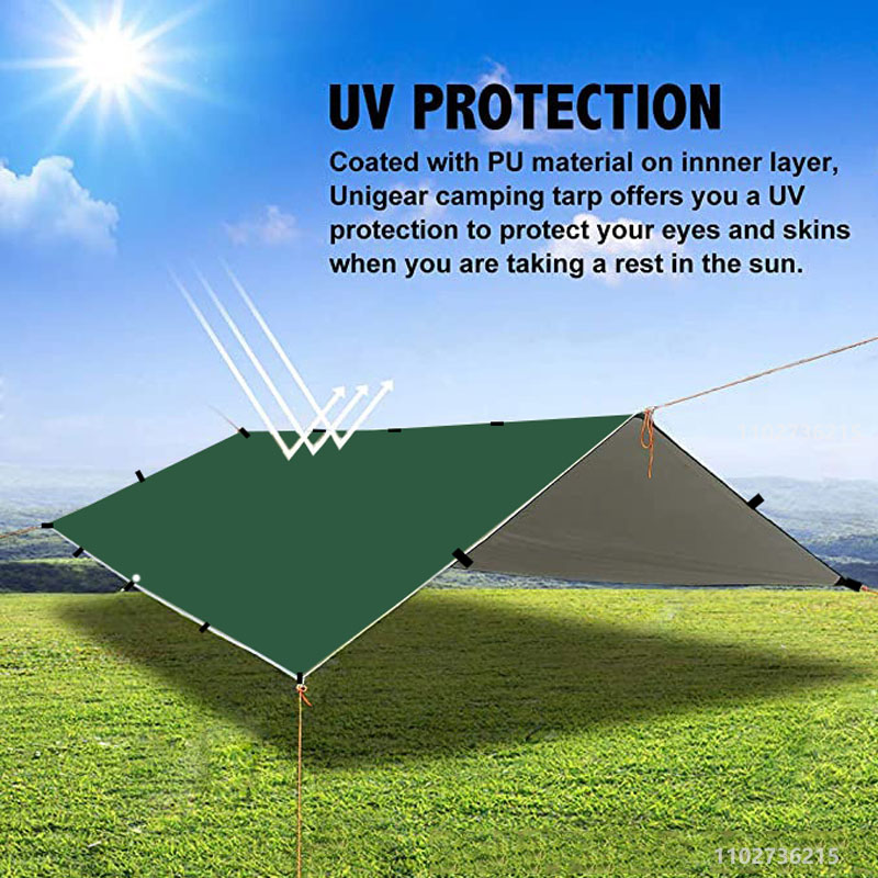 Waterproof Tarp Shelter - 防水日よけ,19の吊り下げポイント,テントタープ,サバイバルサンシェルター,キャノピー,アウトドアキャンプ,バックパッキング