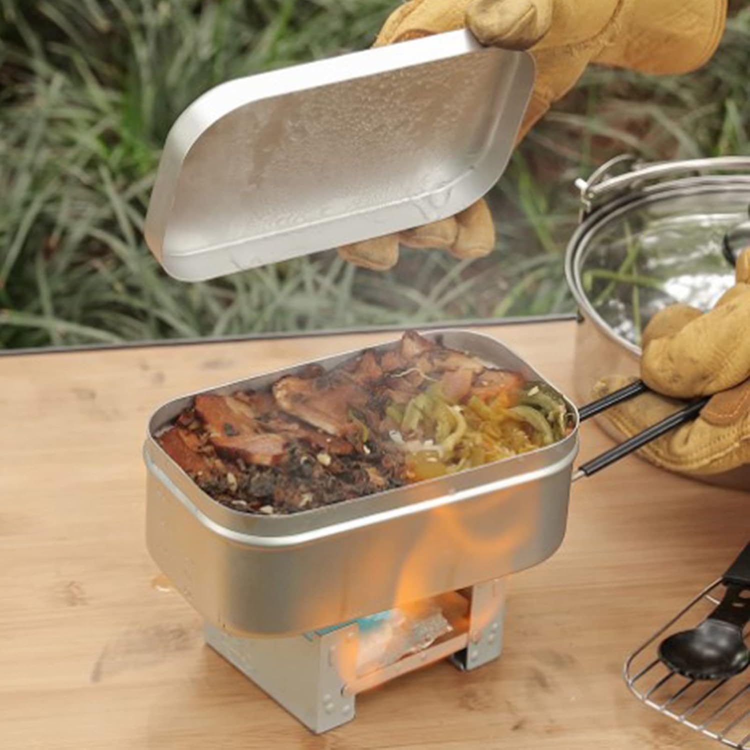 Outdoor Camping Uk - 折りたたみ弁当箱ハンドル、大人用ランチコンテナ、アルミキャンプ調理器具、ピクニック、キャンプ、ハイキング用ランチボックス