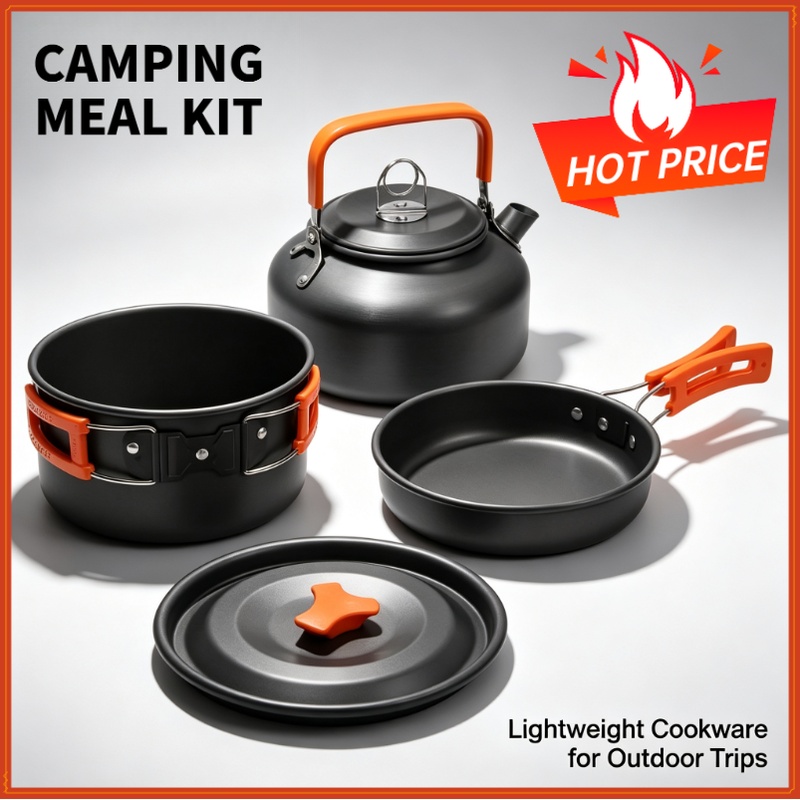 Outdoor Camping Uk - キャンプクッキングセット キャンプ調理器具 旅行用食器 アウトドアピクニックセット ティーポット 2～3人用