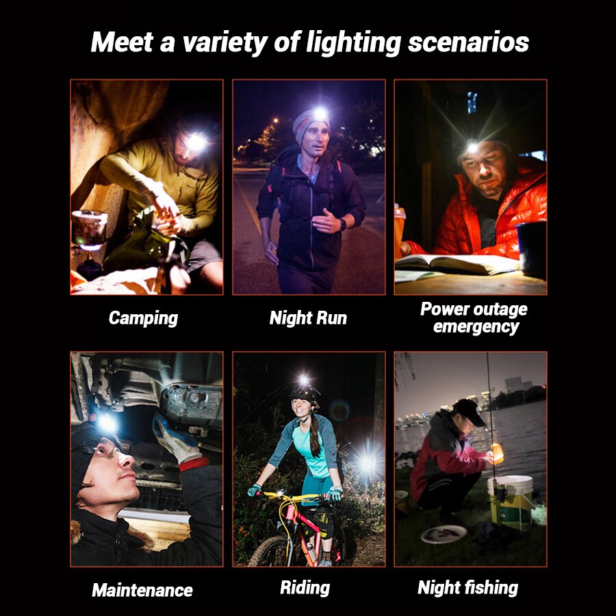 充電式ハンズフリーLEDヘッドランプ、防水キーチェーンマグネ - Outdoor Camping Lighting のレビューと価格