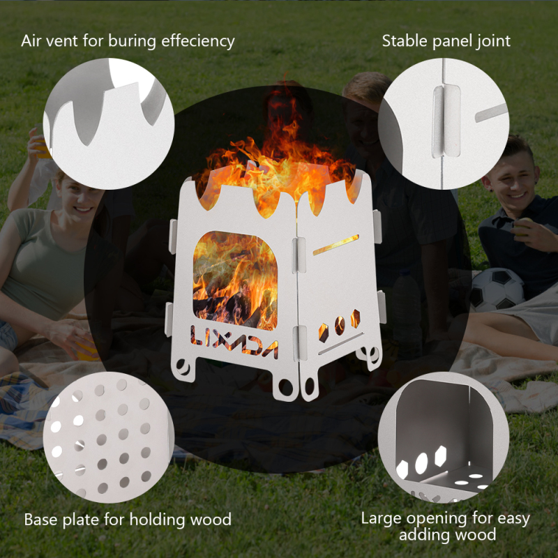 Lixada-ポータブルチタンおよびステンレス鋼の屋外キャン - Outdoor Camping Stove Wood のレビューと価格