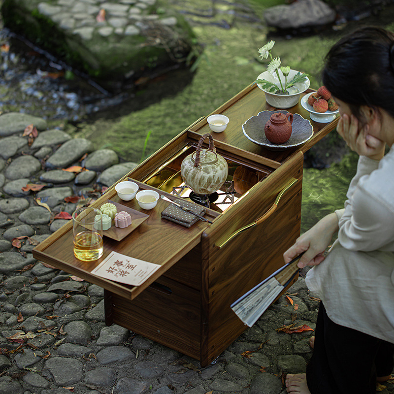 クルミ材暖炉付き茶壺用炭火コンロ、新型中国製ポータブルキャン - Outdoor Camping Fireplace のレビューと価格