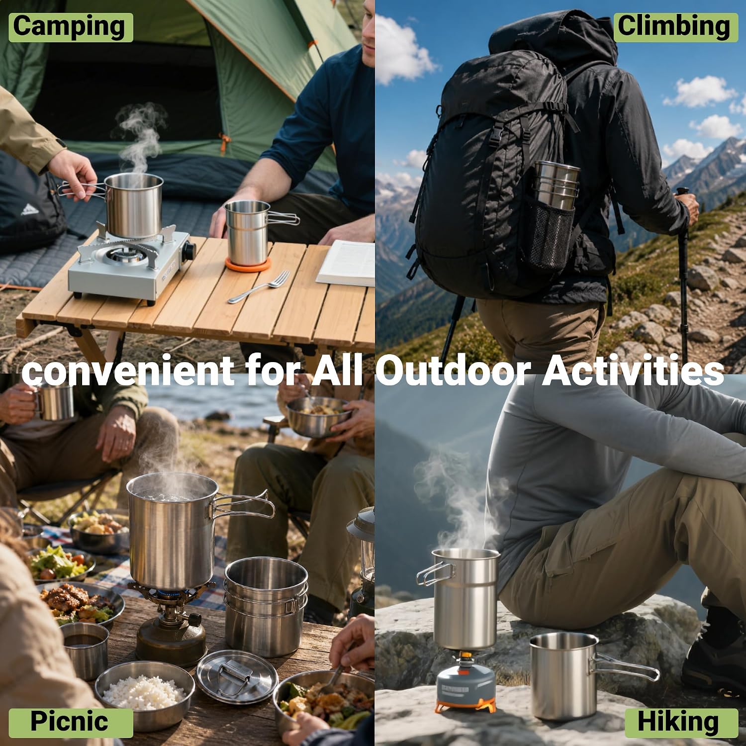 折りたたみ式キャンプカップマグカップキャンプポット調理器具3 - Outdoor Camping Uk のレビューと価格