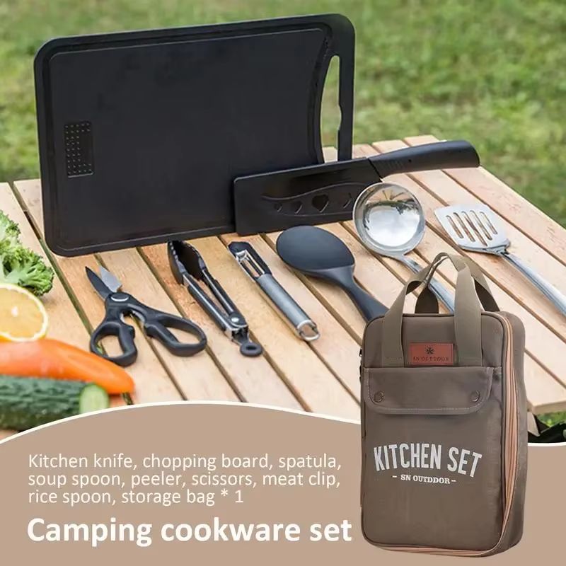 8 個キャンプキッチン調理器具セットポータブルバッグアウトド - Outdoor Camping Uk のレビューと価格