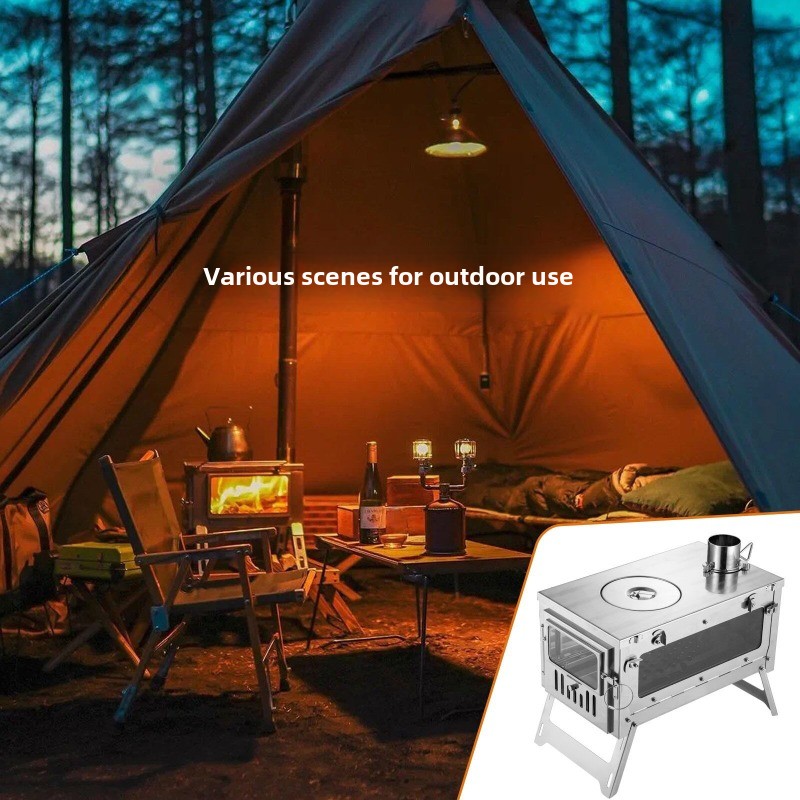 430 ステンレス鋼ポータブルテントストーブ折りたたみ式サイ - Outdoor Camping Stove Wood のレビューと価格