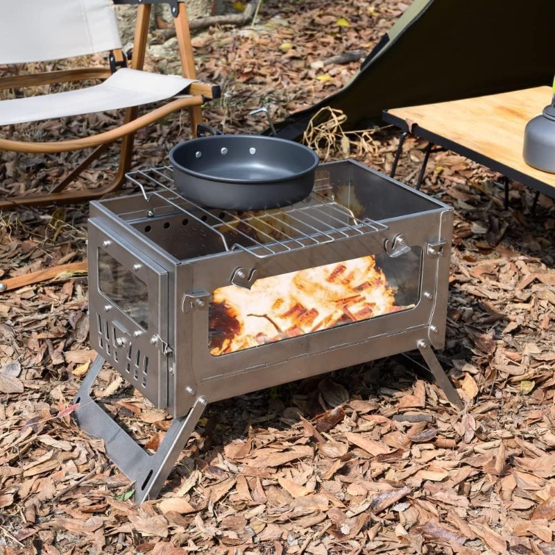 430 ステンレス鋼ポータブルテントストーブ折りたたみ式サイ - Outdoor Camping Stove Wood のレビューと価格