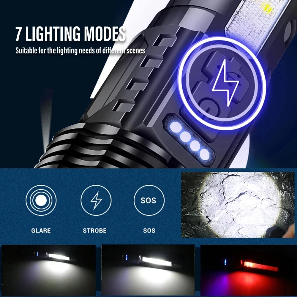 強力な LED 懐中電灯 充電式キャンプライト サイドライト - Outdoor Camping And Fishing のレビューと価格