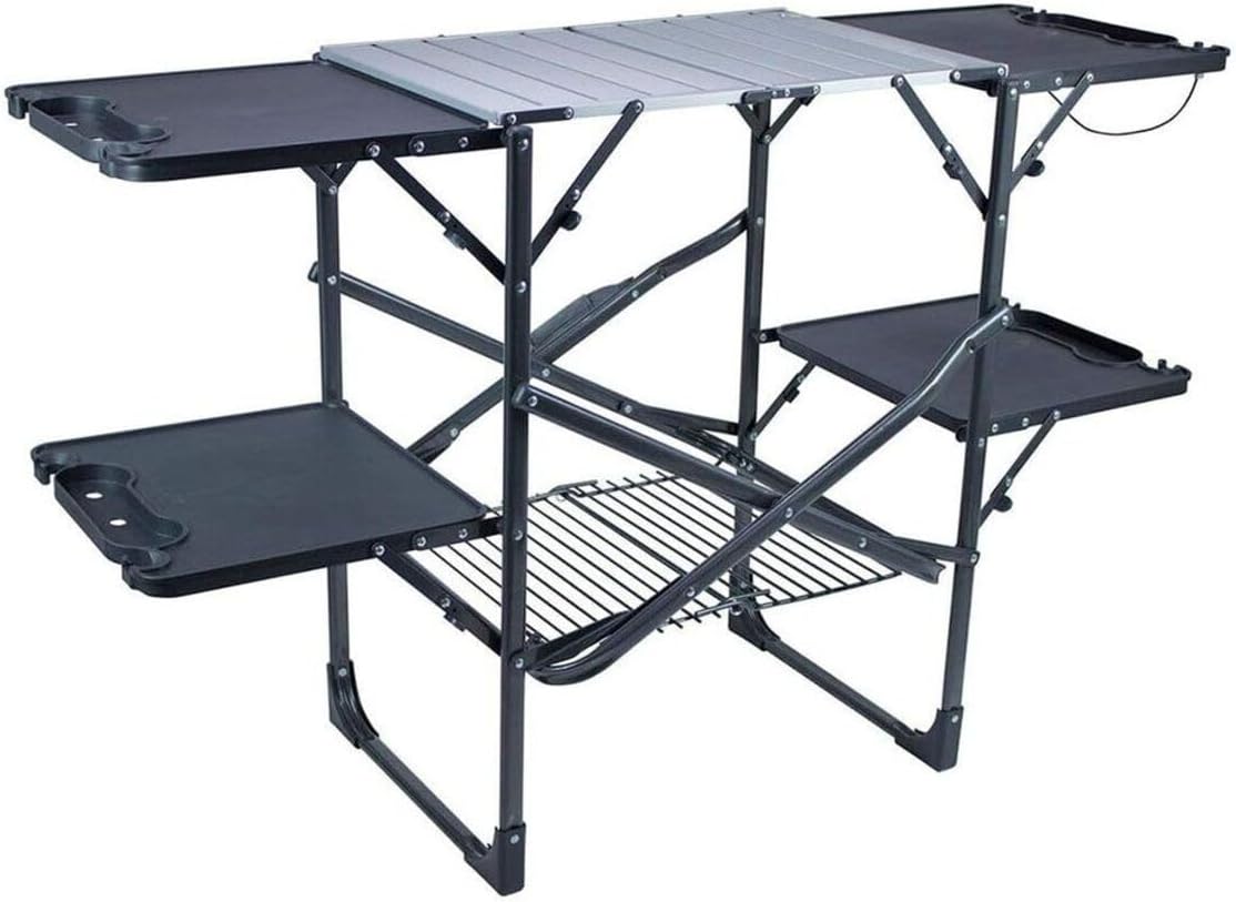 スリム折りたたみ式ポータブルキャンプキッチンテーブル、耐熱ト - Outdoor Camping Table With Storage のレビューと価格
