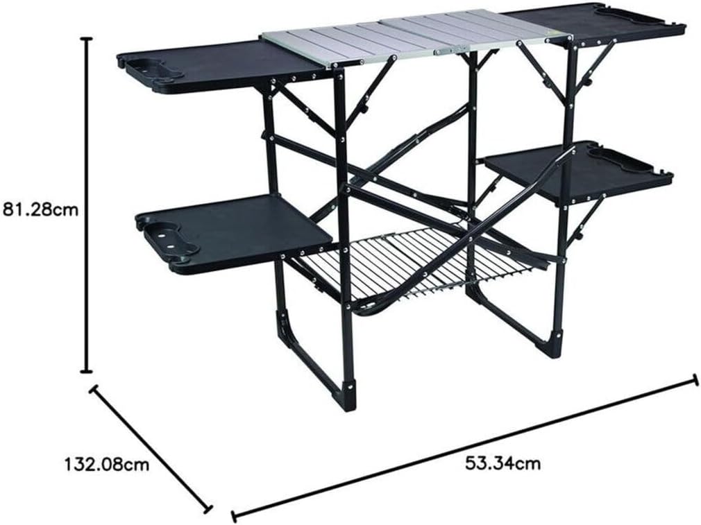 スリム折りたたみ式ポータブルキャンプキッチンテーブル、耐熱ト - Outdoor Camping Table With Storage のレビューと価格