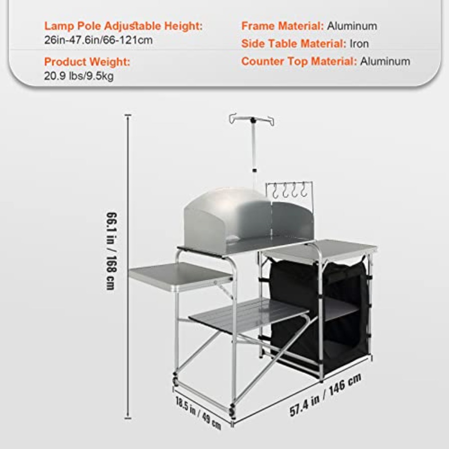 キャンプキッチンテーブル、折りたたみ式屋外調理台、収納キャリ - Outdoor Camping Table With Storage のレビューと価格