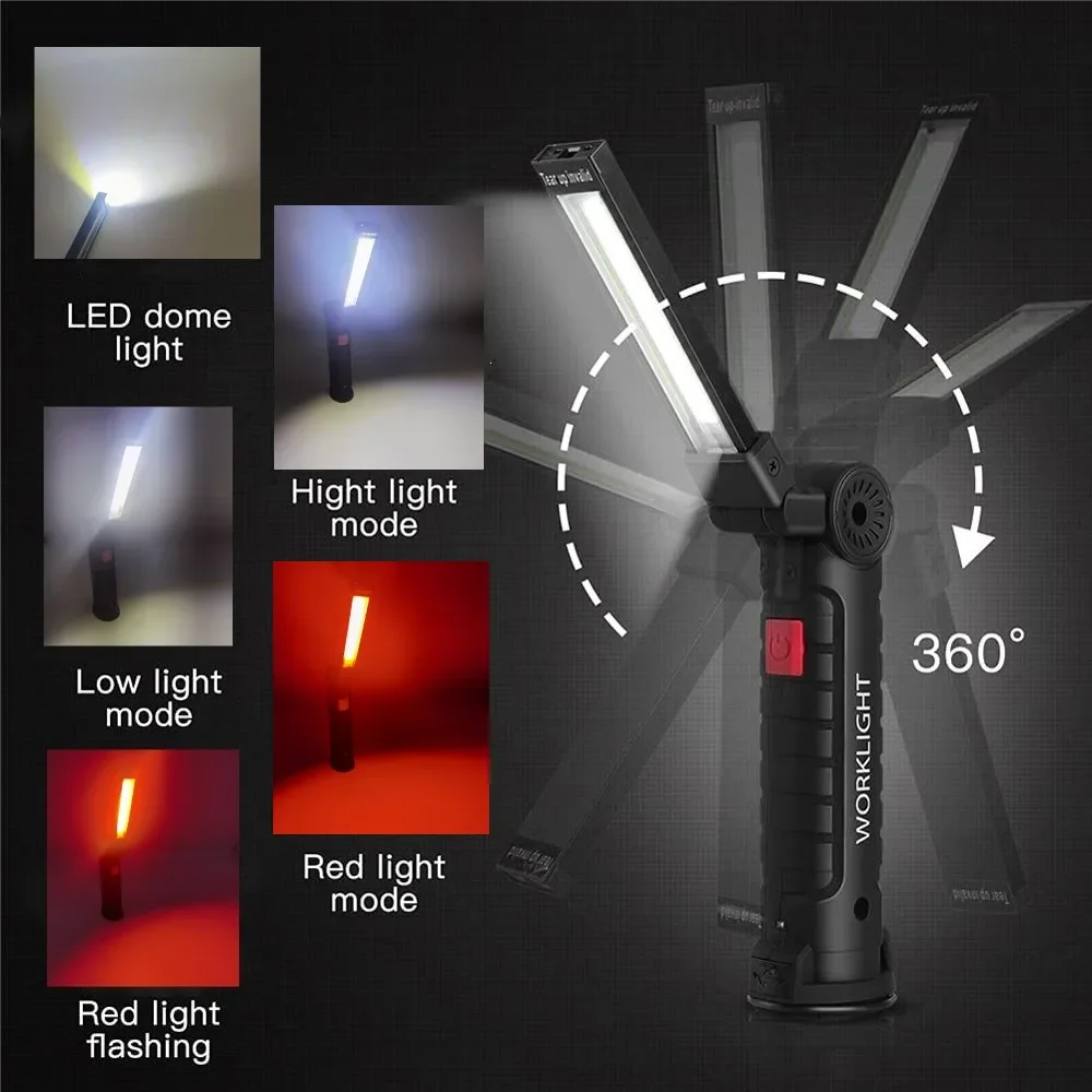ポータブル COB LED 懐中電灯 USB 充電式ワークラ - Outdoor Camping Lighting のレビューと価格