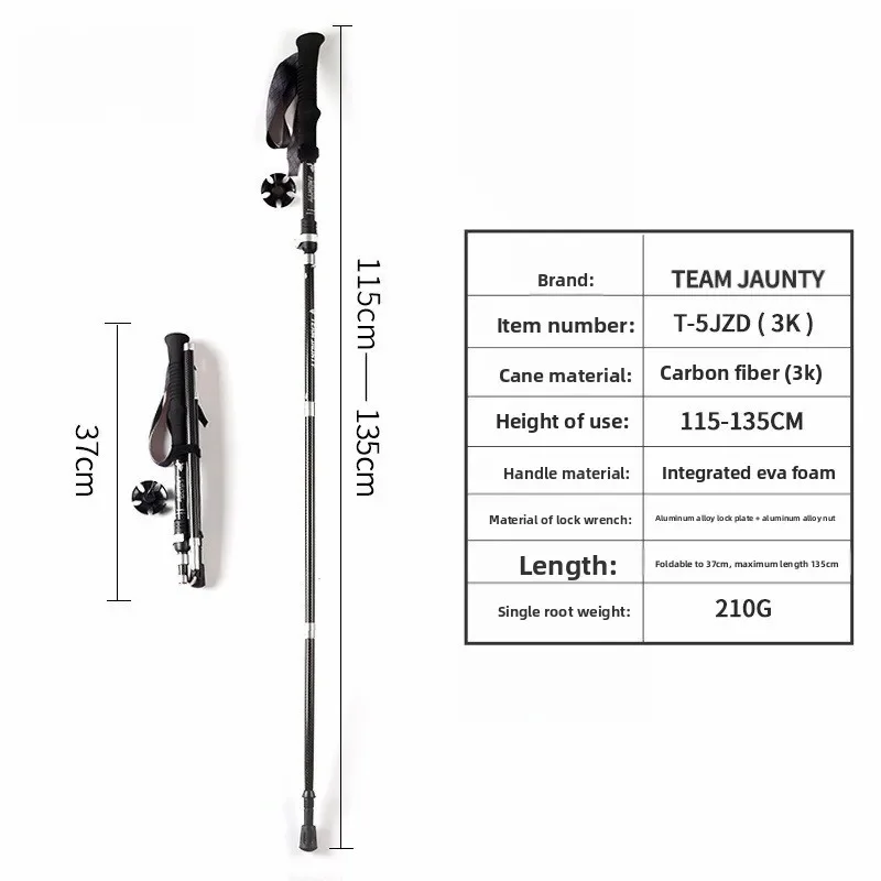 実用的なクラシック3Kカーボンファイバー製5段折りたたみ式ト - Trekking Poles のレビューと価格