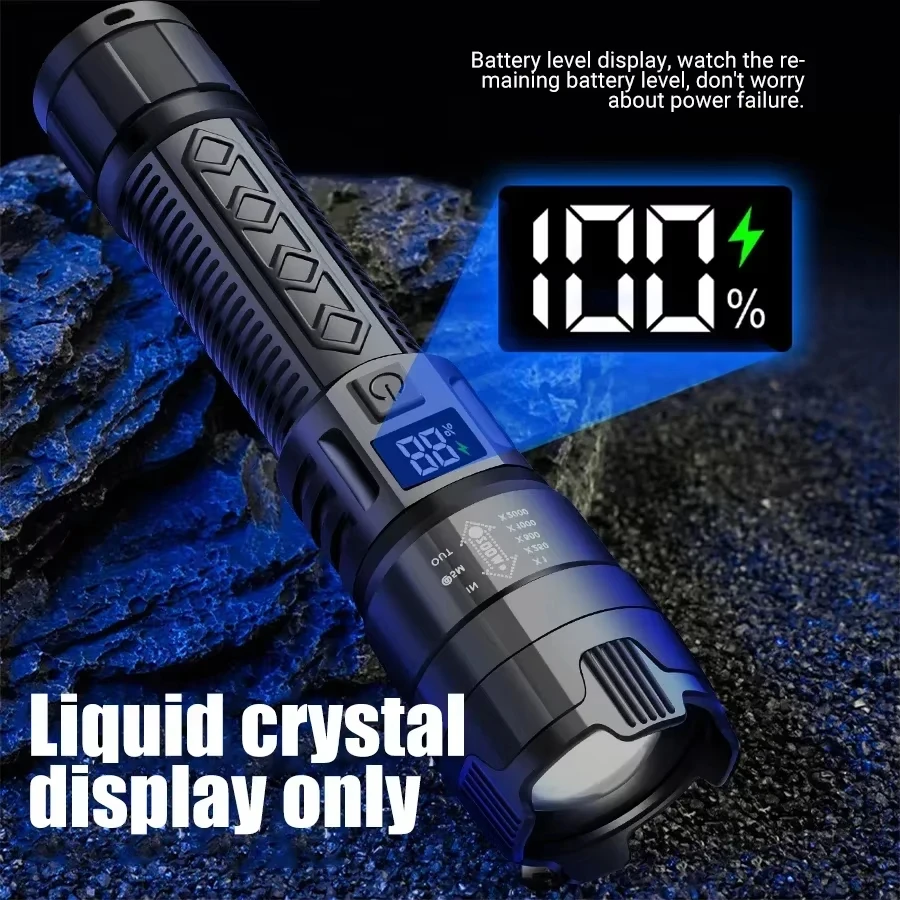 戦術的な LED 懐中電灯 2000LM USB 充電式防水 - Outdoor Camping And Fishing のレビューと価格