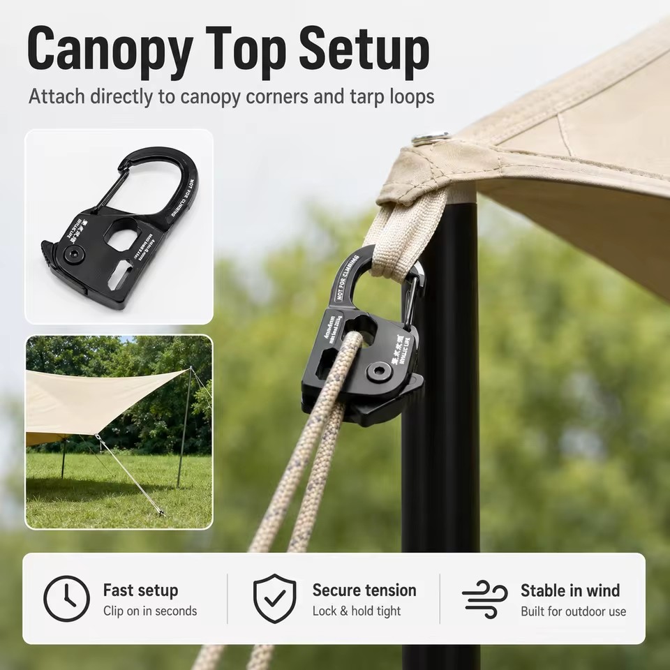 アルミ合金テントロープテンショナー強力な耐荷重アジャスターポ - Outdoor Camping Extension Cord のレビューと価格