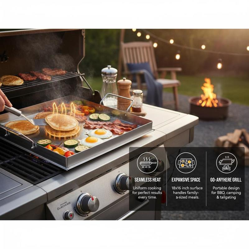 ユニバーサルフラットトップグリドル 18x16インチ キャン - Outdoor Camping Griddle のレビューと価格