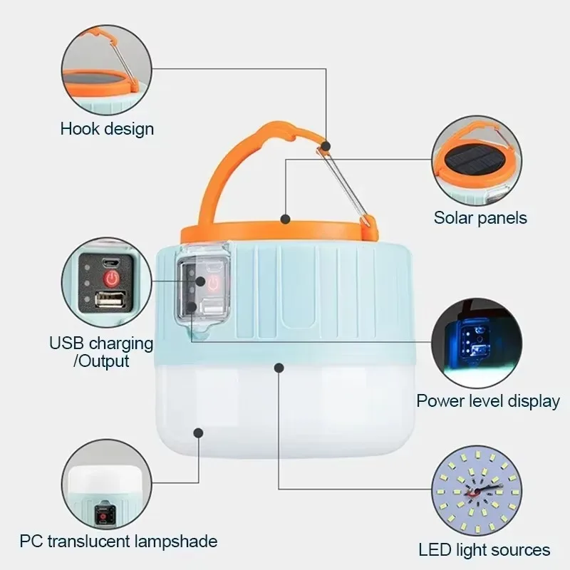 ソーラーキャンプランタン 充電式LEDポータブルワークライト - Outdoor Camping And Fishing のレビューと価格