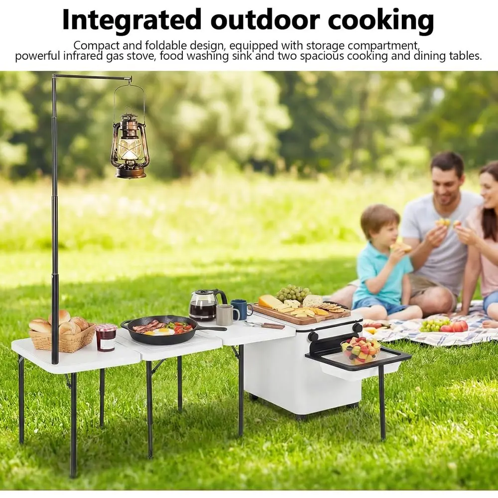 持ち運び可能な折りたたみ式屋外キッチンテーブル（収納＆ホイー - Outdoor Camping Table With Storage のレビューと価格