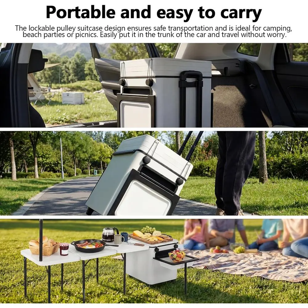 持ち運び可能な折りたたみ式屋外キッチンテーブル（収納＆ホイー - Outdoor Camping Table With Storage のレビューと価格