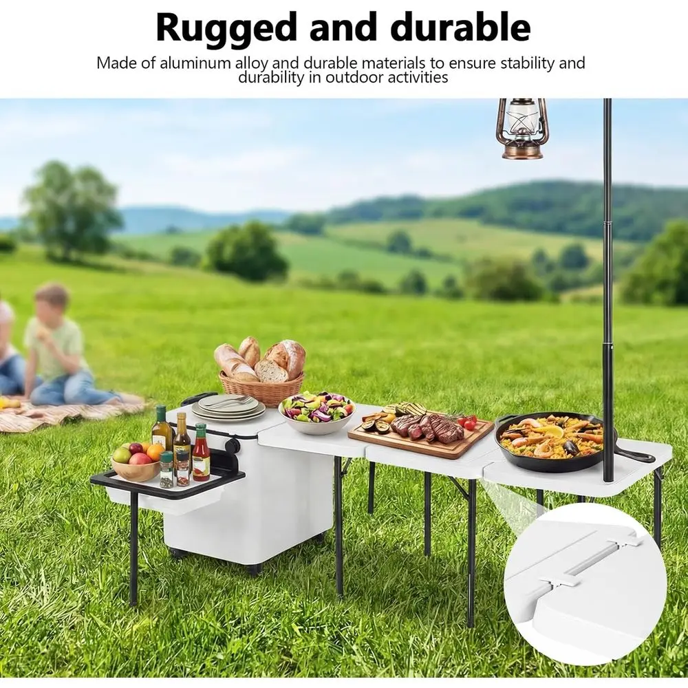 持ち運び可能な折りたたみ式屋外キッチンテーブル（収納＆ホイー - Outdoor Camping Table With Storage のレビューと価格