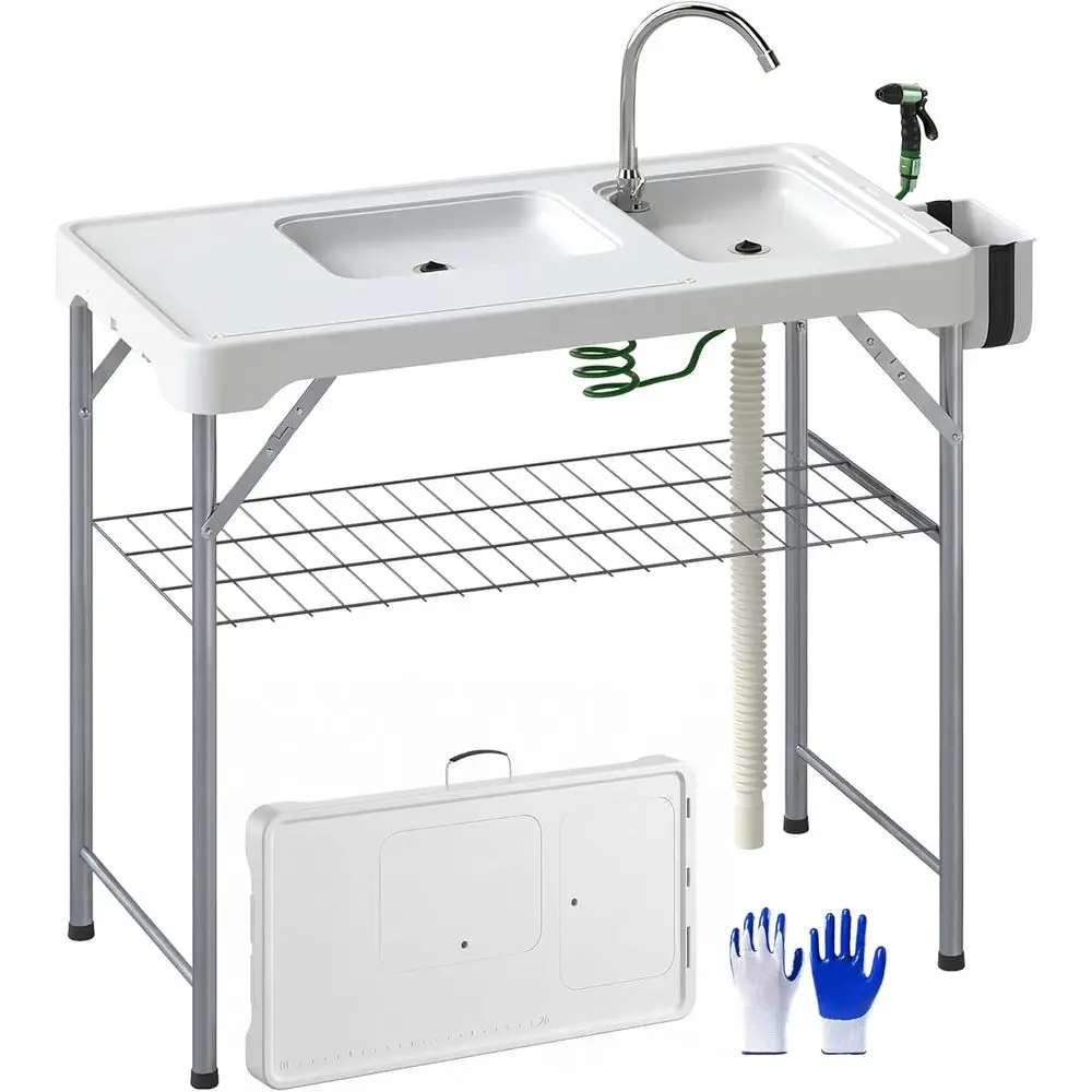 ポータブルアウトドアキャンプシンクテーブル（蛇口、排水ホース - Outdoor Camping Table With Storage のレビューと価格