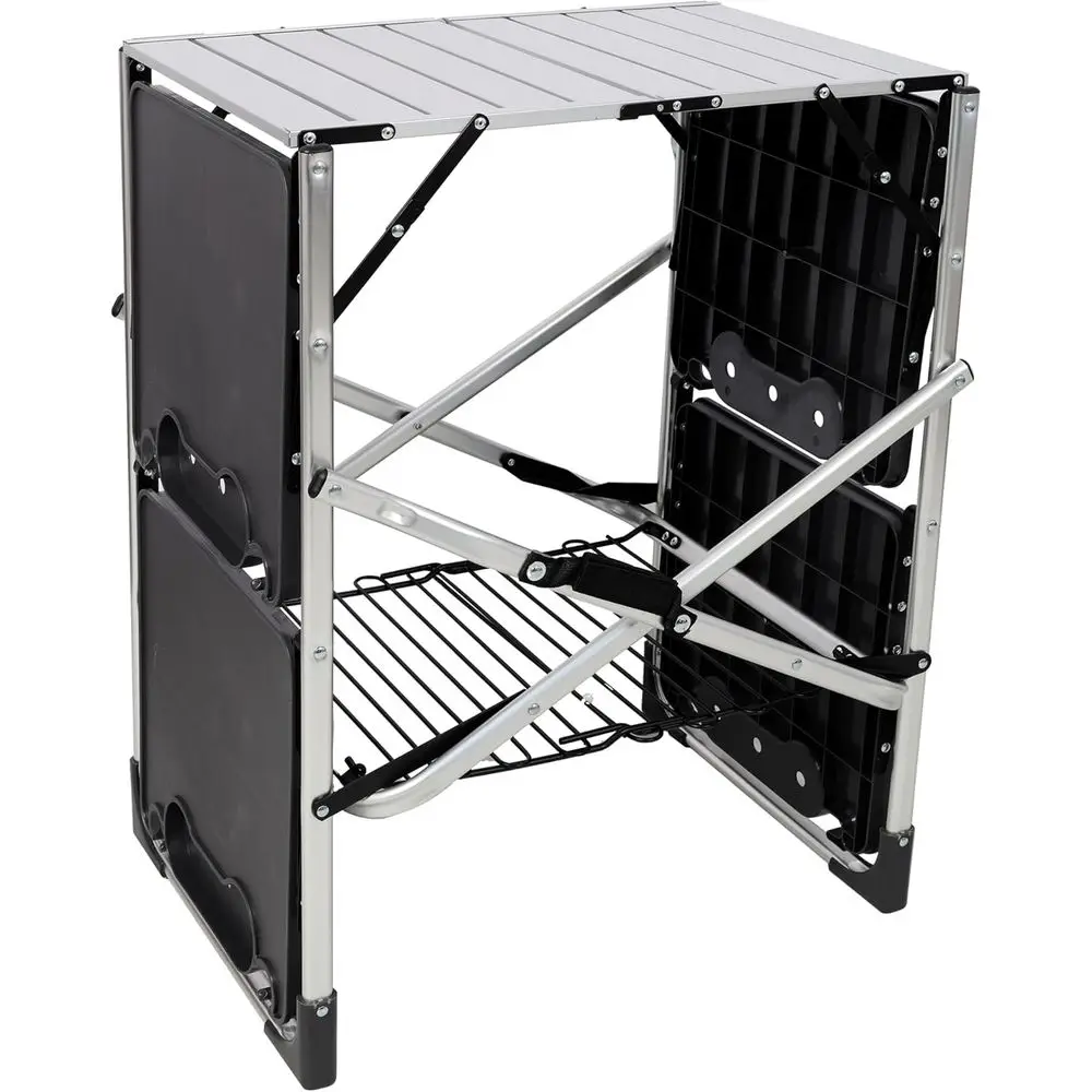耐熱トップ、4つのサイドテーブル、収納、ランプポスト付きのポ - Outdoor Camping Table With Storage のレビューと価格