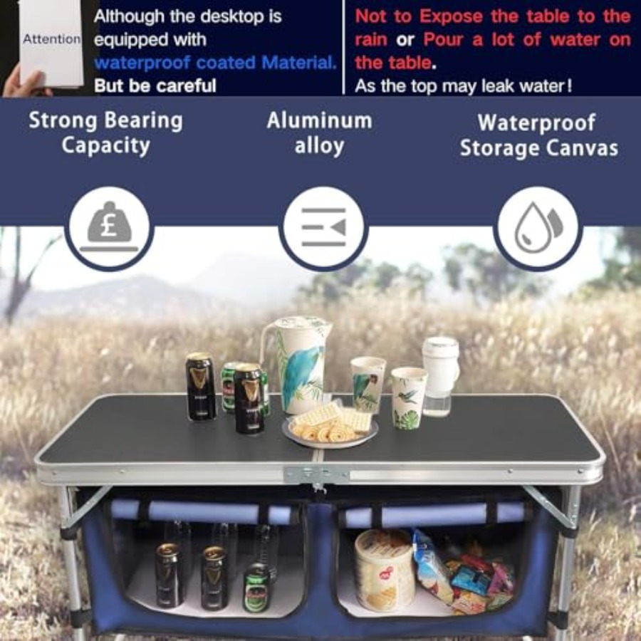 屋外折りたたみテーブル アルミ製 軽量 高さ調節可能 収納オ - Outdoor Camping Table With Storage のレビューと価格